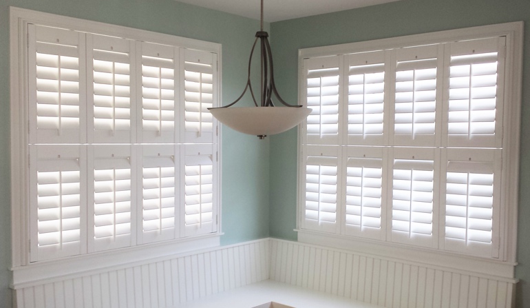 Hartford white shutters in dining room